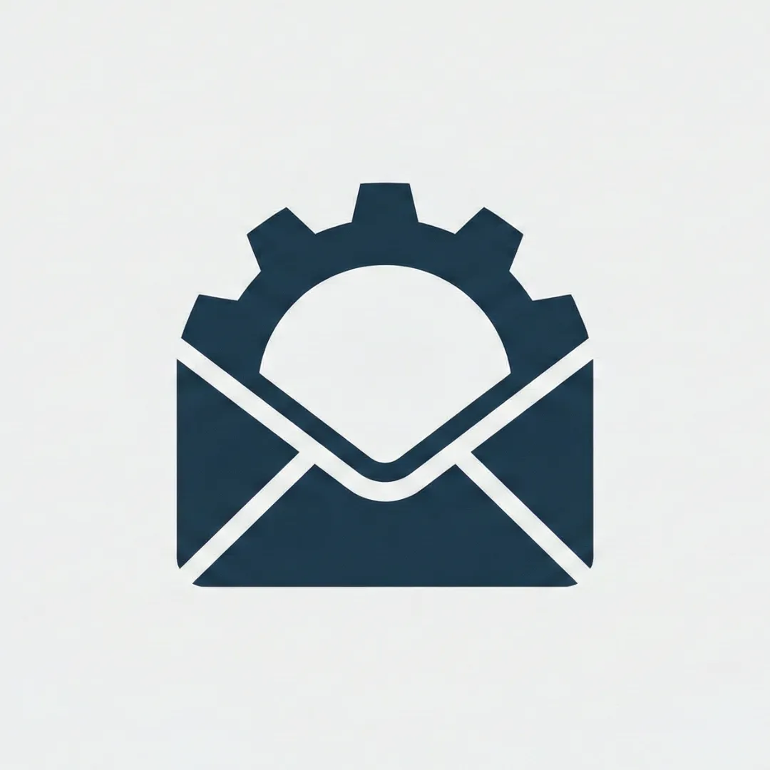 Logo für den Newsletter mit Brief und Zahnrad